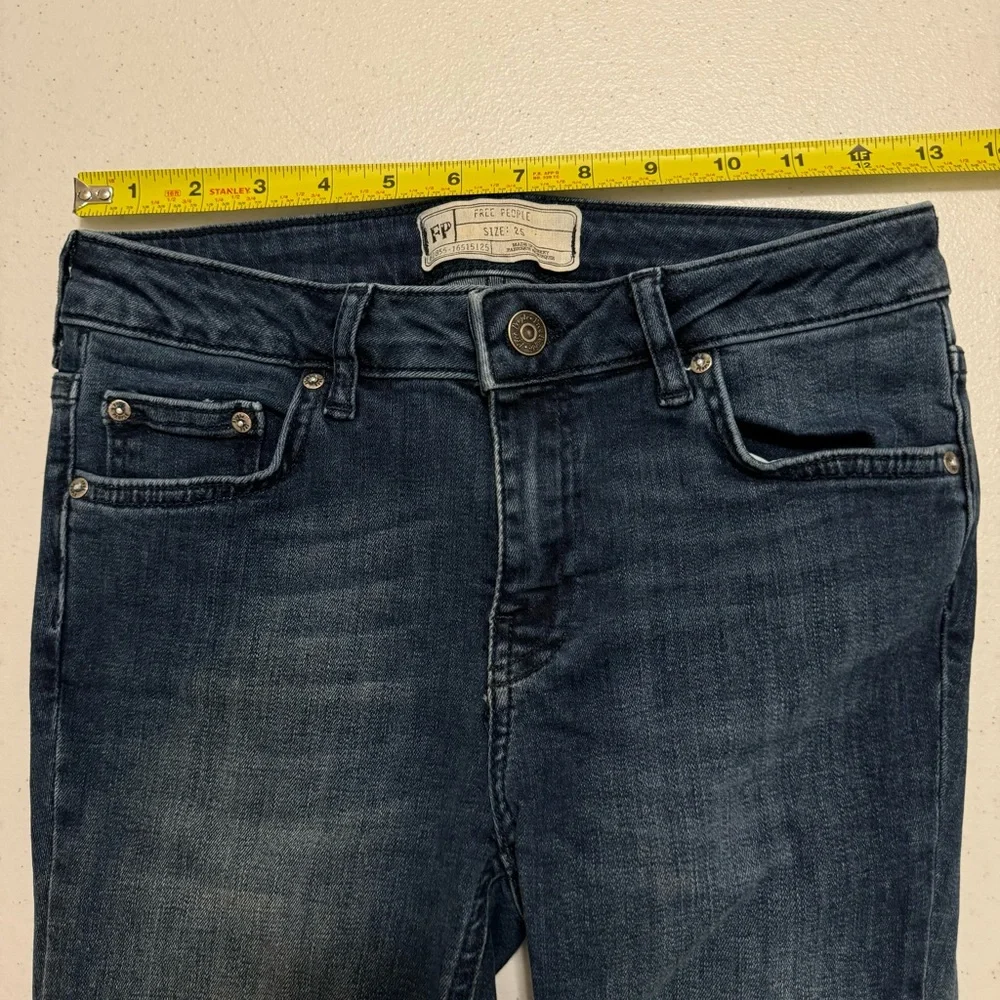 Free People Hippie Hi-Lo Bell Bottom Flare Jeans Blue 25